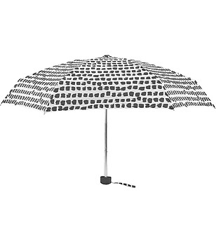 Мини сгъваем чадър в бяло и черно снимка