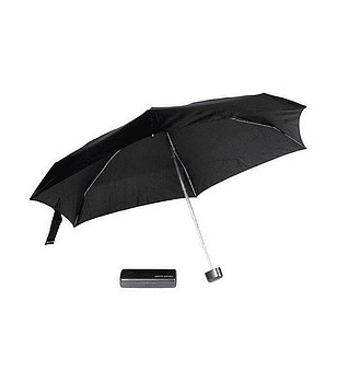 Супер лек мини черен чадър с твърд калъф снимка