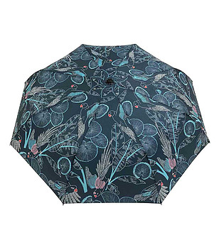 Син сгъваем чадър с принт снимка