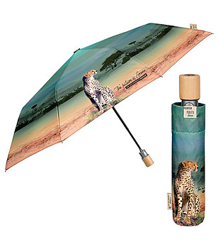 Сгъваем чадър с принт Савана в зелено снимка