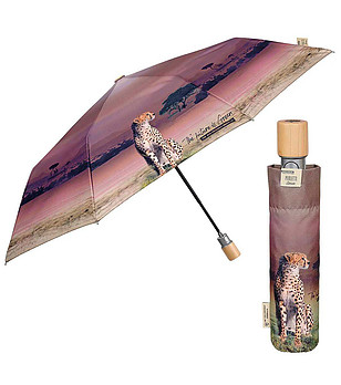 Сгъваем чадър с принт Савана в кафяв нюанс снимка