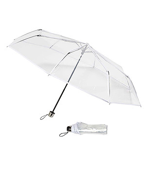 Прозрачен чадър с бял кант снимка