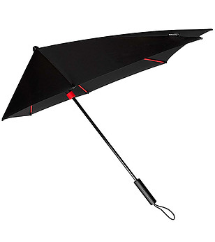 Аеродинамичен устойчив при буря чадър в черно и червено StorMaxi снимка