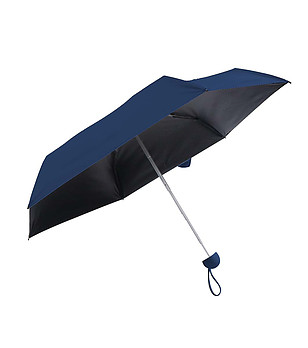 Дамски компактен чадър в синьо и черно снимка