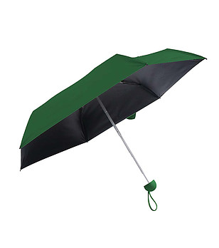 Дамски компактен чадър в зелено и черно снимка