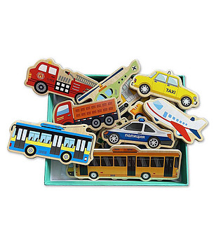 Дървени магнити - Превозни средства снимка