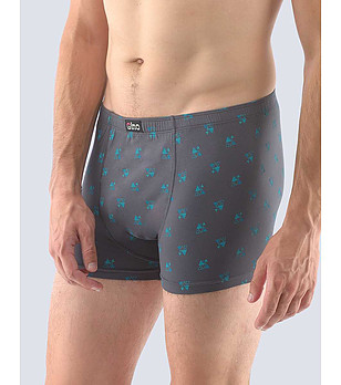 Сиви памучни мъжки боксерки с принт снимка