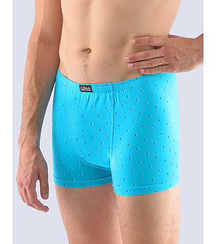 Мъжки памучни боксерки в тюркоаз с принт снимка