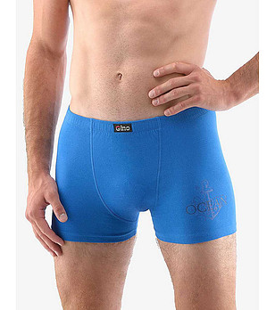 Памучни мъжки боксерки в синьо снимка