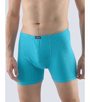 Памучни мъжки боксерки в тюркоаз с удължени крачоли снимка
