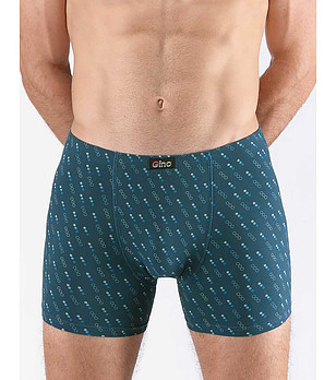 Мъжки боксерки в цвят петрол с принт снимка