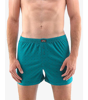 Зелени памучни мъжки боксерки с принт снимка