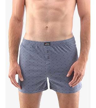 Сиви памучни мъжки боксерки с принт снимка