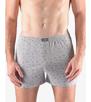 Светлосиви мъжки памучни боксерки с фигурален принт снимка