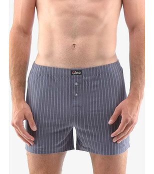 Сиви мъжки памучни боксерки на райе снимка