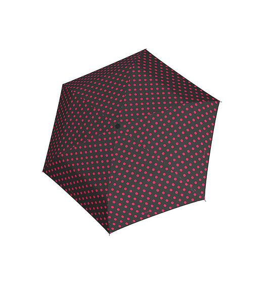 Компактен черен чадър на розови точки снимка