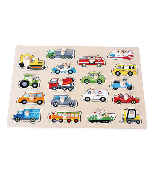 Дървен пъзел с дръжки Превозни средства голям размер снимка