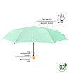 Светлозелен сгъваем чадър с дървена дръжка-3 снимка