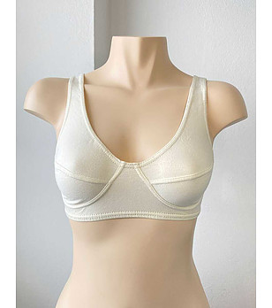 Памучен спортен сутиен в бежово Lila снимка