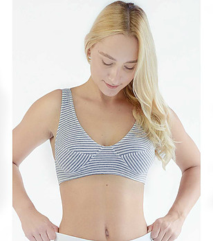 Памучен спортен сутиен в бяло на райе Lila снимка