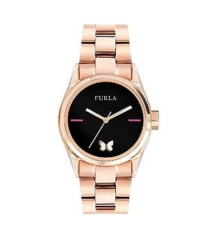 Дамски часовник в розовозлатисто с черен циферблат снимка