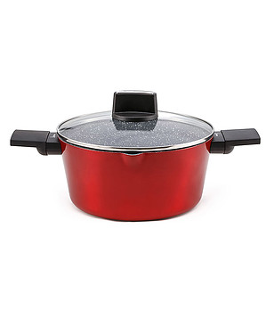 Червена тенджера с незалепващо покритие  4.1 л снимка