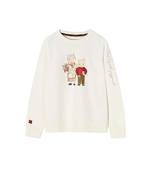 Памучна дамска блуза в цвят слонова кост Henki снимка