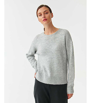 Пуловер в сив меланж Kobro с вълна снимка