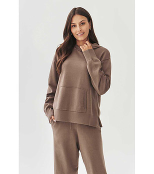 Бежов пуловер с качулка Phlo снимка