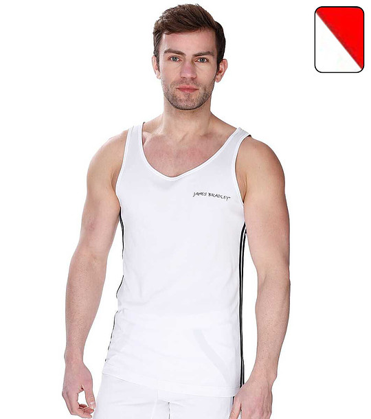 Бял мъжки потник с червени кантове Tank T снимка