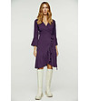 Aubergine Blue Wrap Dress Viscose with bell sleeves.-0 снимка