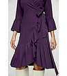 Aubergine Blue Wrap Dress Viscose with bell sleeves.-2 снимка