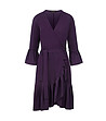 Aubergine Blue Wrap Dress Viscose with bell sleeves.-4 снимка