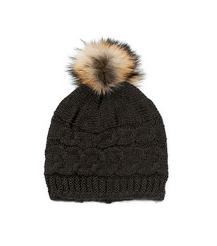 Тъмнокафява дамска шапка с вълна снимка