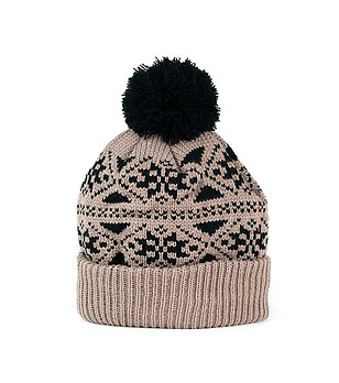 Зимна унисекс шапка в кафяво и черно снимка