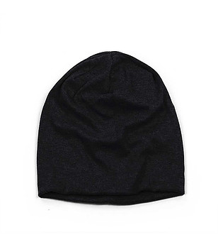 Черна унисекс шапка с памук снимка
