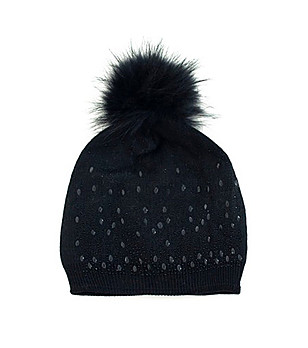 Дамска шапка в черно с кашмир и вълна снимка