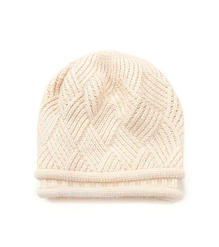 Дамска зимна светлобежова шапка с ангора снимка