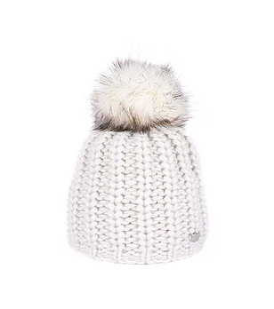 Дамска шапка в екрю с пухкав помпон снимка
