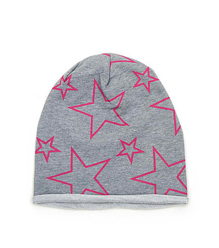 Сива дамска шапка на розови звезди снимка