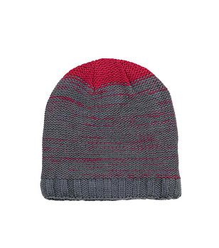 Зимна unisex шапка в сиво и червено снимка
