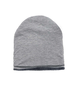Сива детска шапка с кант в цвят графит снимка