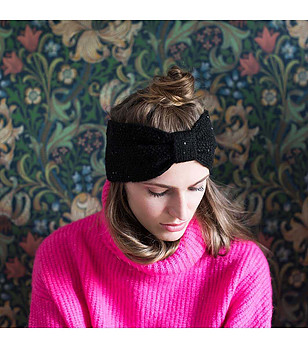 Черна лента за глава с фини пайети снимка