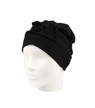 Дамска шапка в цвят графит с ефектен дизайн снимка