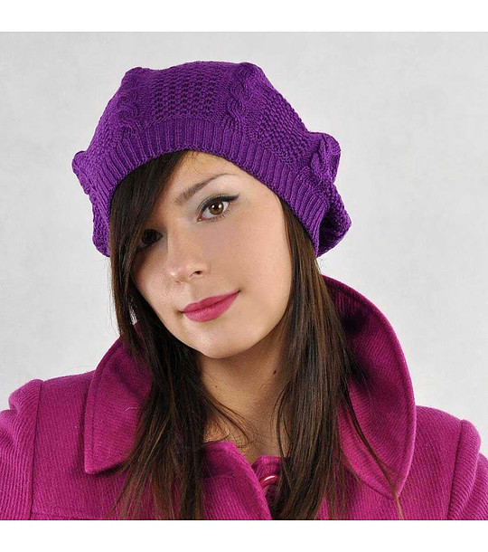 Лилава плетена барета Klara снимка