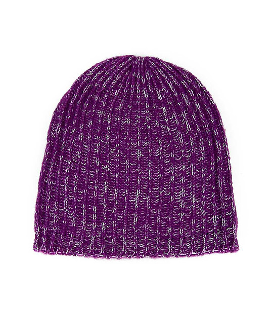 Лилава дамска шапка със сребристи нишки снимка