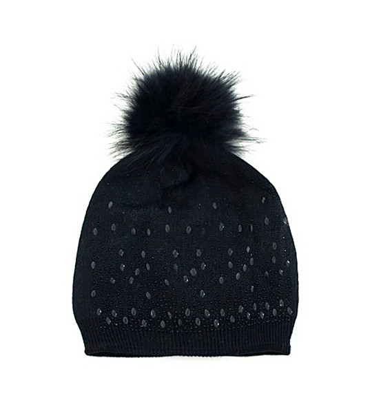 Дамска шапка в черно с кашмир и вълна снимка