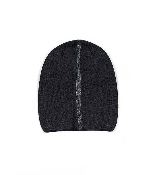 Дамска шапка в цвят графит със сребрист кант снимка