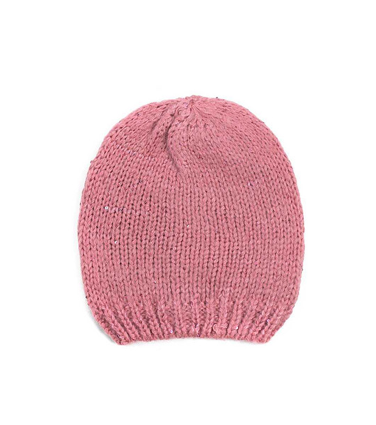 Дамска шапка в розово с фини пайети снимка