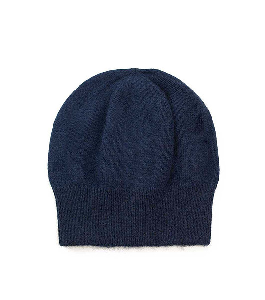 Тъмносиня шапка с ангора и вълна снимка